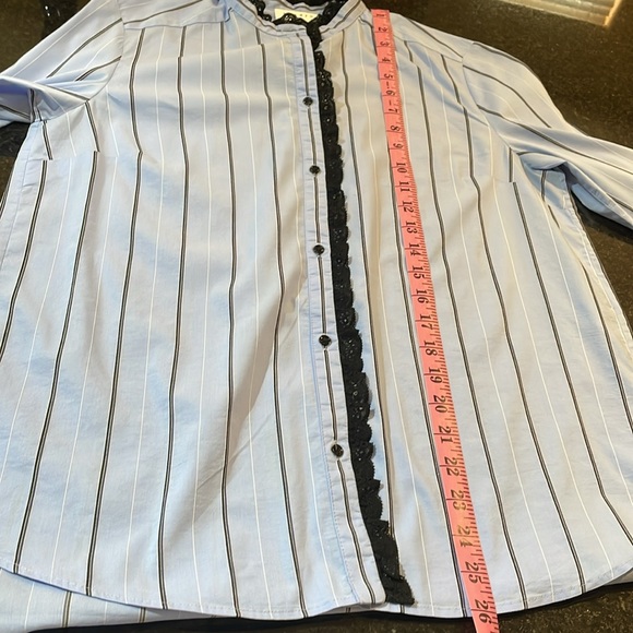 Sandro “Lunaire” striped shirt with Ruffle Trim 1/S - Picture 11 of 11